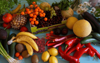 Variety of fresh fruits and vegetables
